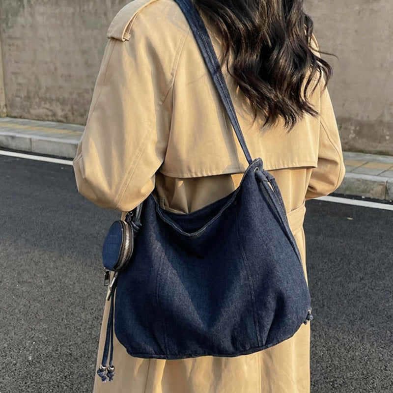 Women's Trendy Denim Large-Capacity Crossbody Tote Bag