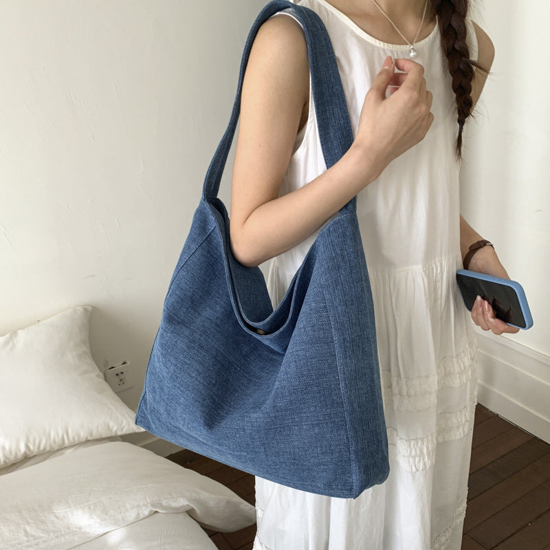 Women's Korean Style Lazy Denim Canvas Commuter Tote Bag