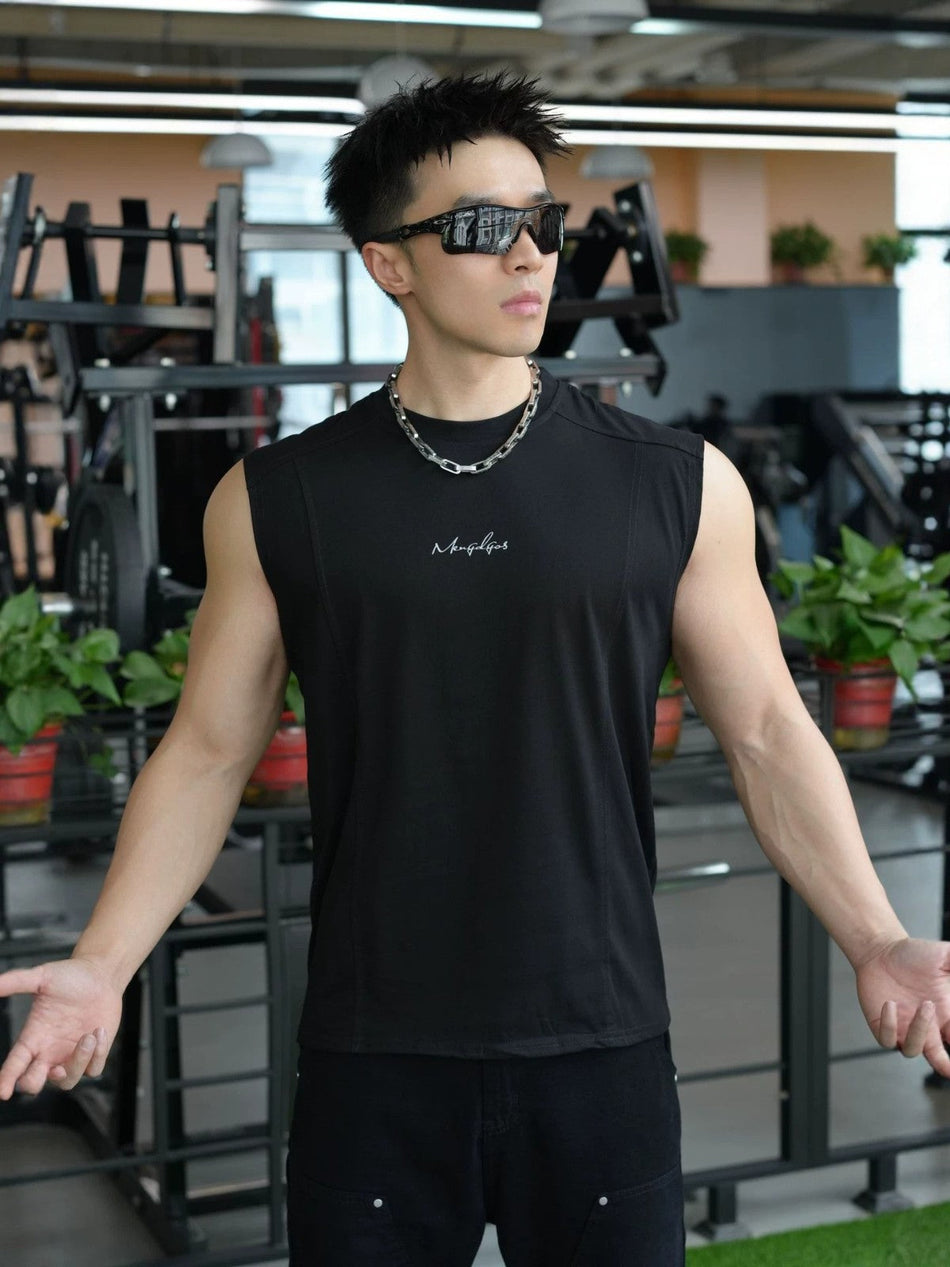 Men's Cotton Blend Workout Tank Top Running Fitness Vest
