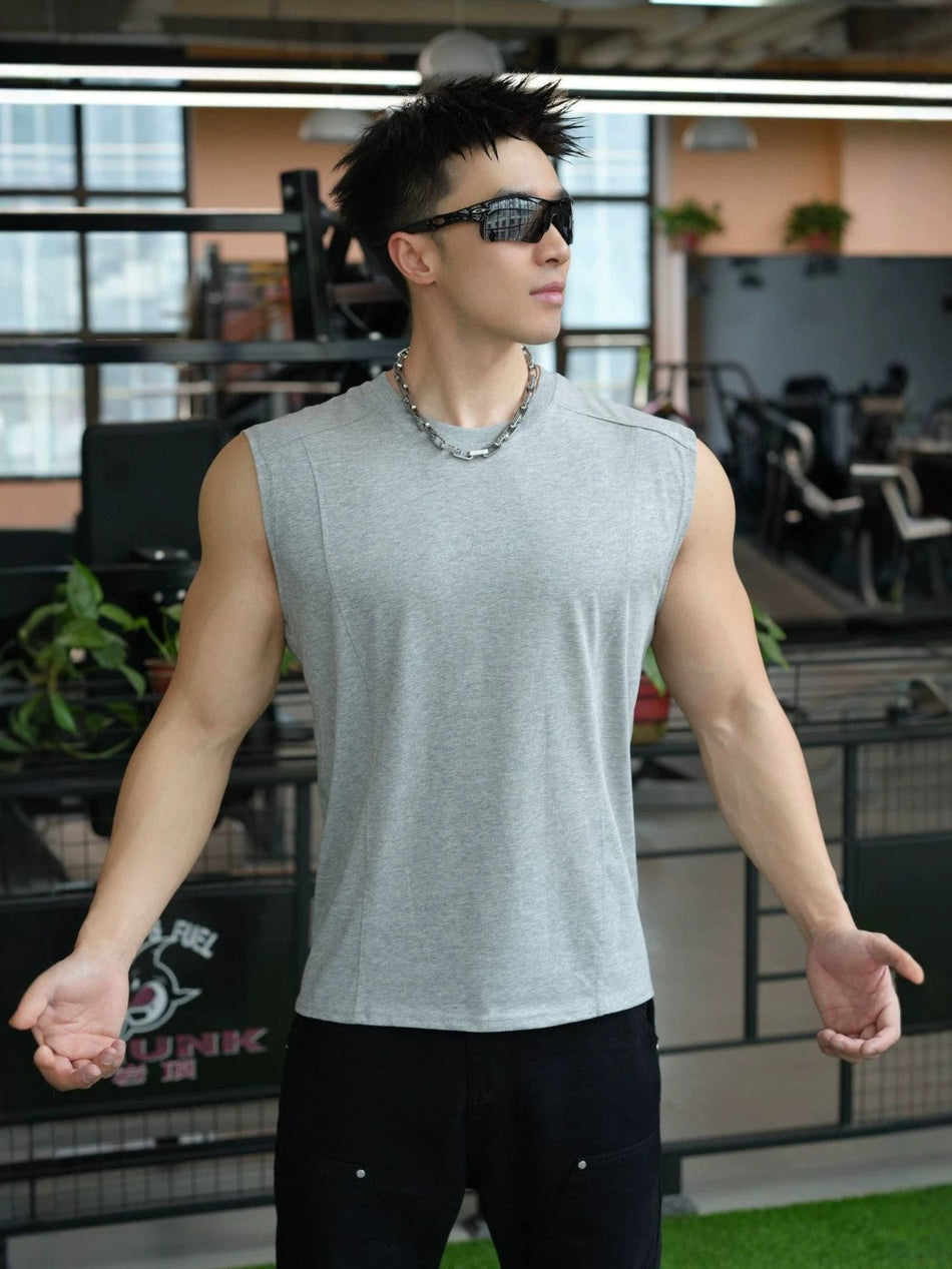Men's Cotton Blend Workout Tank Top Running Fitness Vest