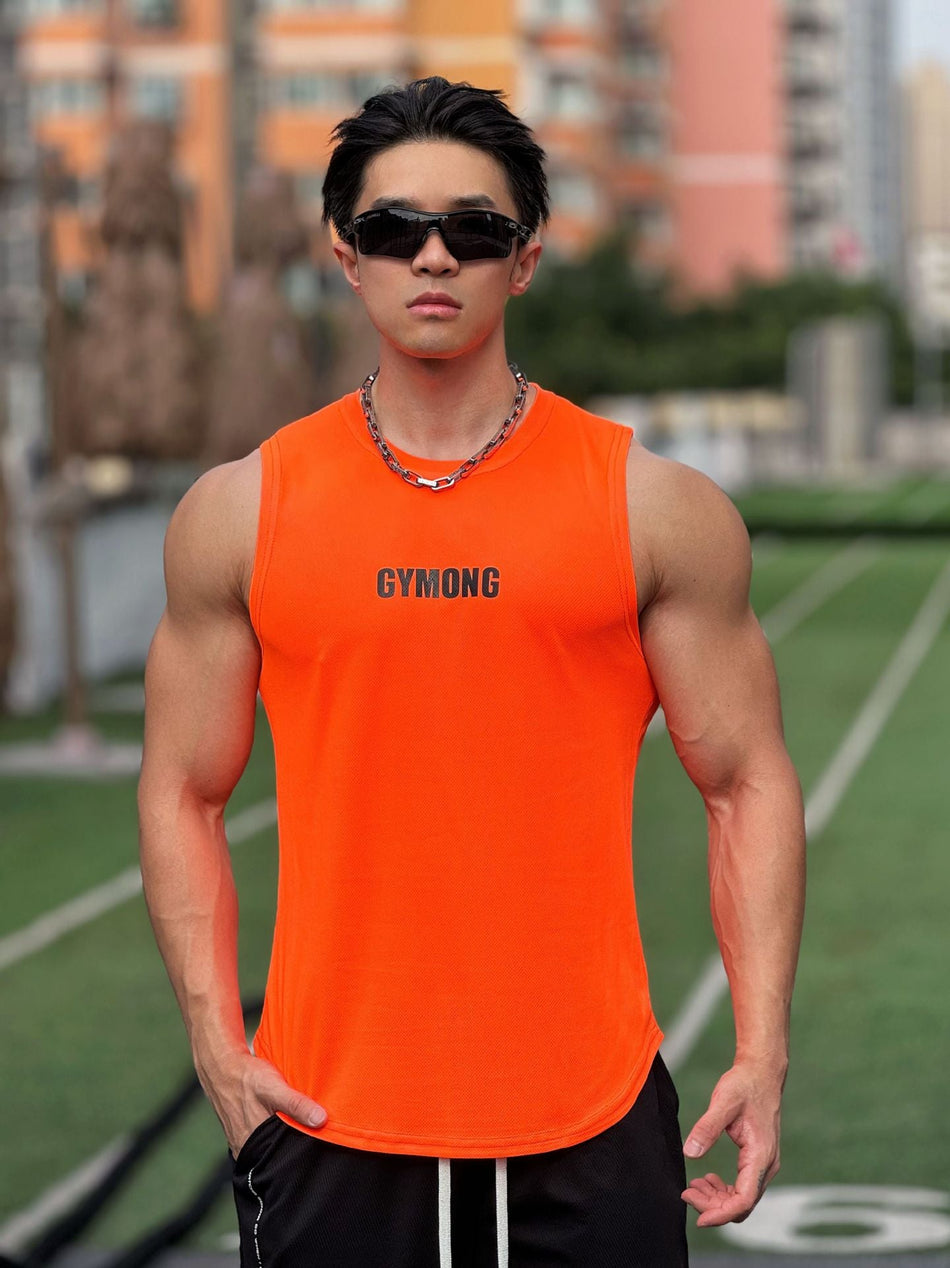 Men's Breathable Mesh Running Tank Top with Wide Shoulders