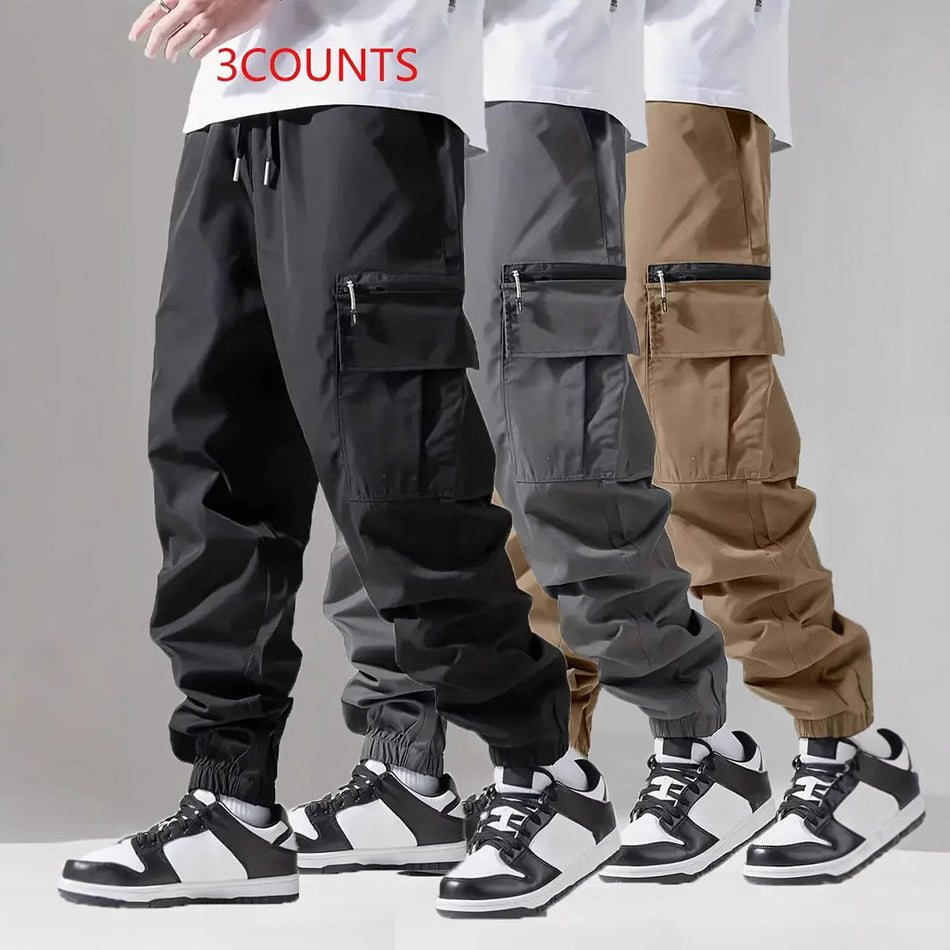 Men’s Drawstring Cargo Jogger Pants Multi Pocket Casual Trousers