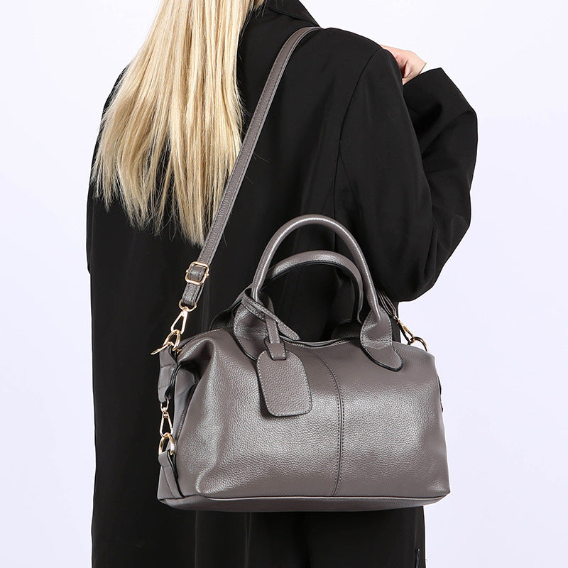 Women's New Autumn & Winter Large-Capacity PU Leather Boston Bag