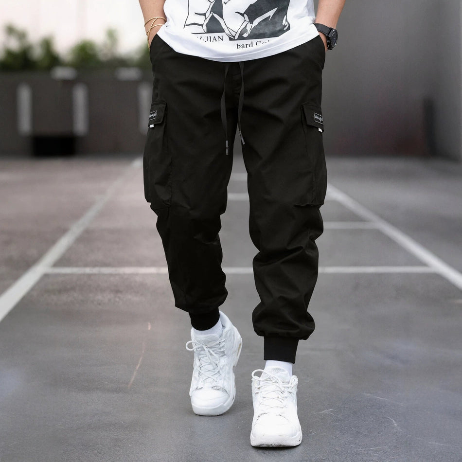 Men’s Loose Fit Cargo Pants High Waist Straight Leg Trousers