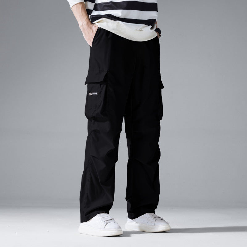 Men’s High Waist Cargo Jogger Pants Multi Pocket Casual Trousers