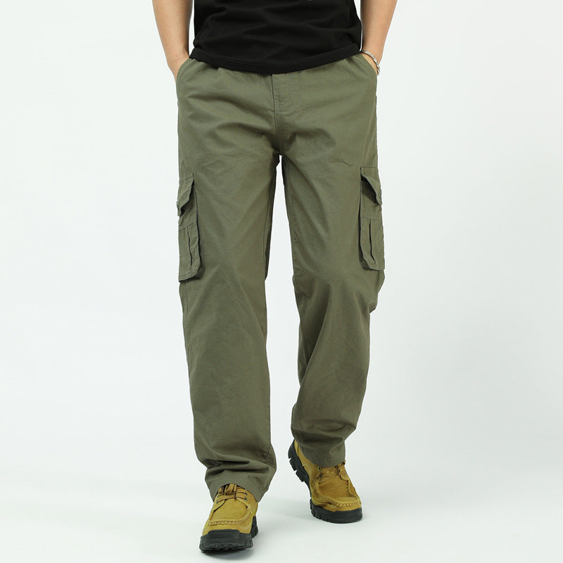 Men’s Cotton Loose Straight Casual Pants High Waist