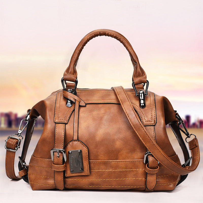 Vintage Oil Wax Leather Crossbody Shoulder Bag