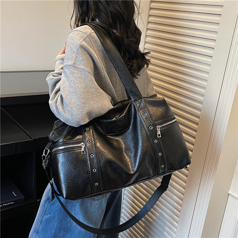 Textured Large Capacity Commuter Crossbody Tote