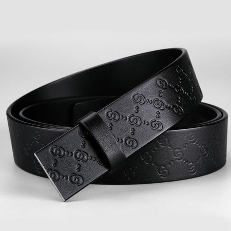 Men's black Top-Grain Cowhide Belt Strap for Automatic Buckles