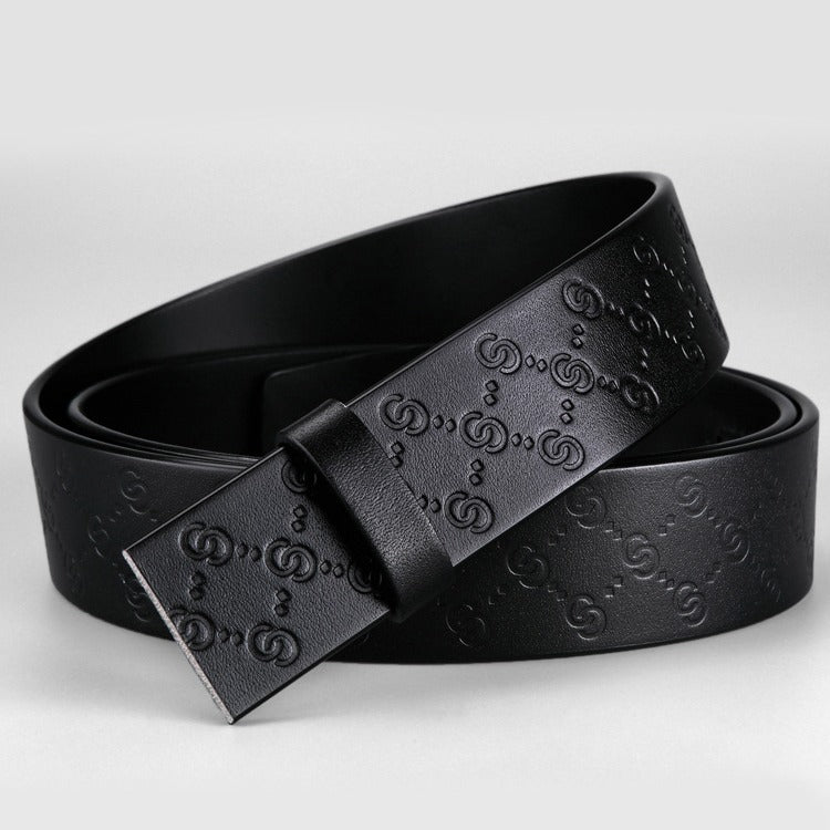 Men's black Top-Grain Cowhide Belt Strap for Automatic Buckles