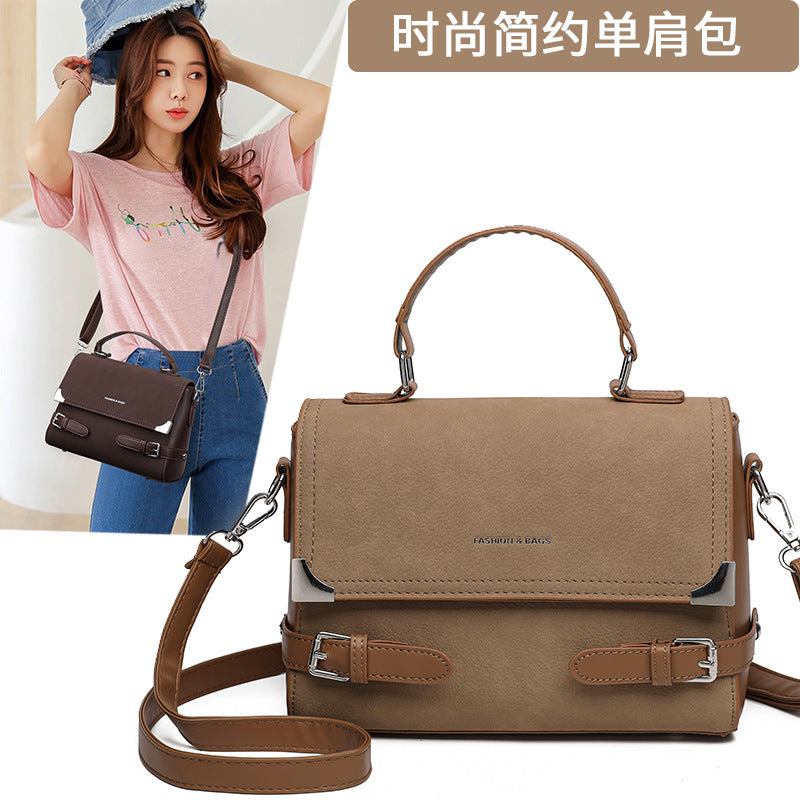 Matte Leather Commuter Small Square Hand Bag