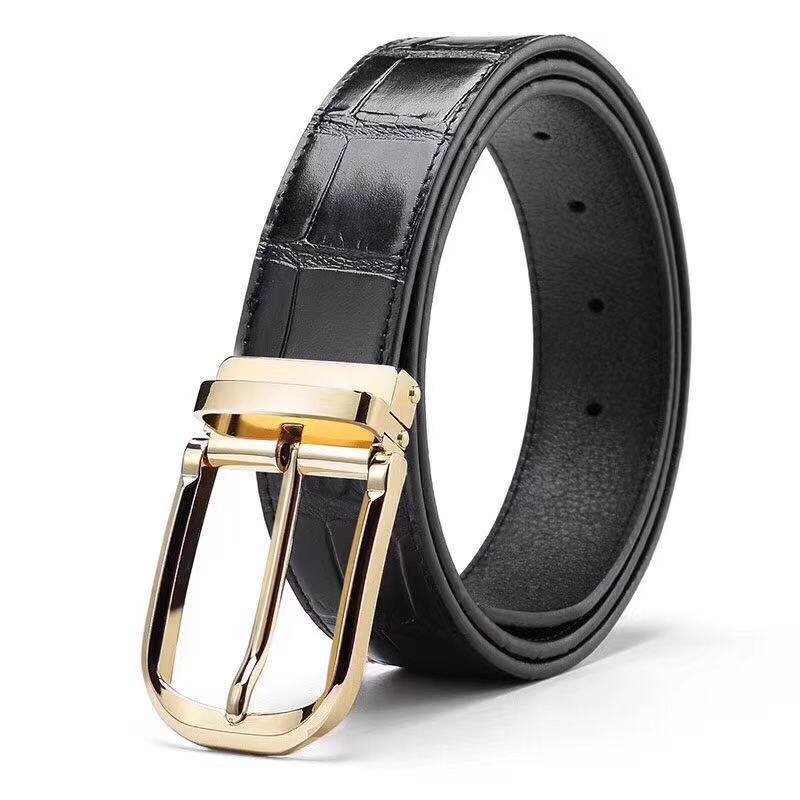 Men's Crocodile Pattern Genuine Leather Pin Buckle Belt