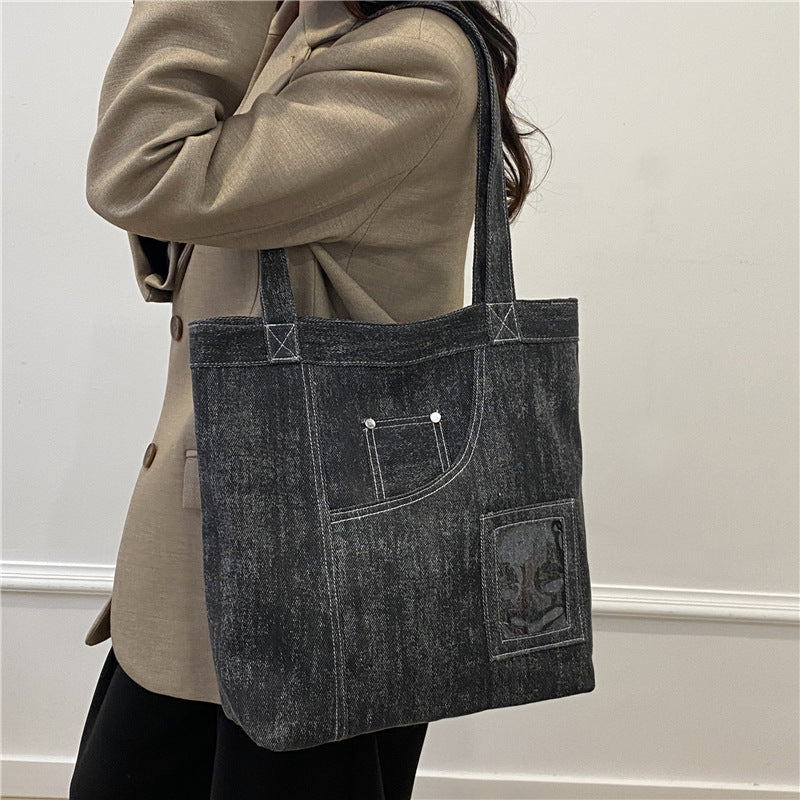 Retro Pure Color Canvas Preppy Style Tote Bag