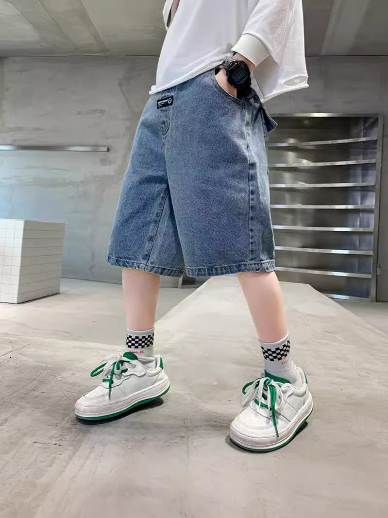 Boys’ Denim Shorts High Waist Casual Summer Cotton Shorts