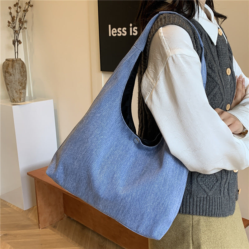 Denim High End Feel Commuter Shoulder Tote Bag
