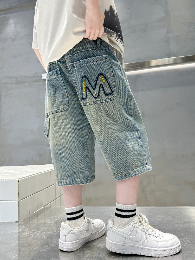 Boys’ Ripped Denim Shorts Loose Fit Casual Summer Shorts