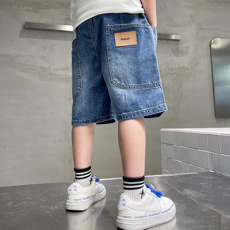 Boys’ Loose Denim Shorts Casual Knee Length Summer Shorts