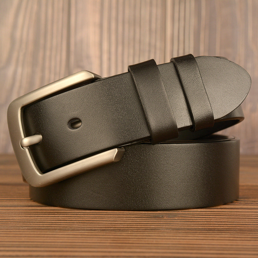Men's Top-Grain Cowhide Gloss Leather Belt for Casual Wear