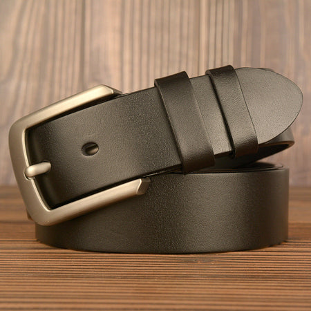 Men's Top-Grain Cowhide Gloss Leather Belt for Casual Wear