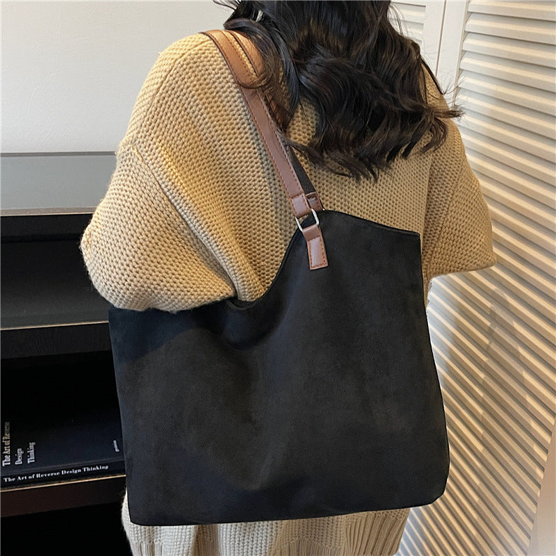 High-End Soft-Sided Suede Commuter Tote Bag