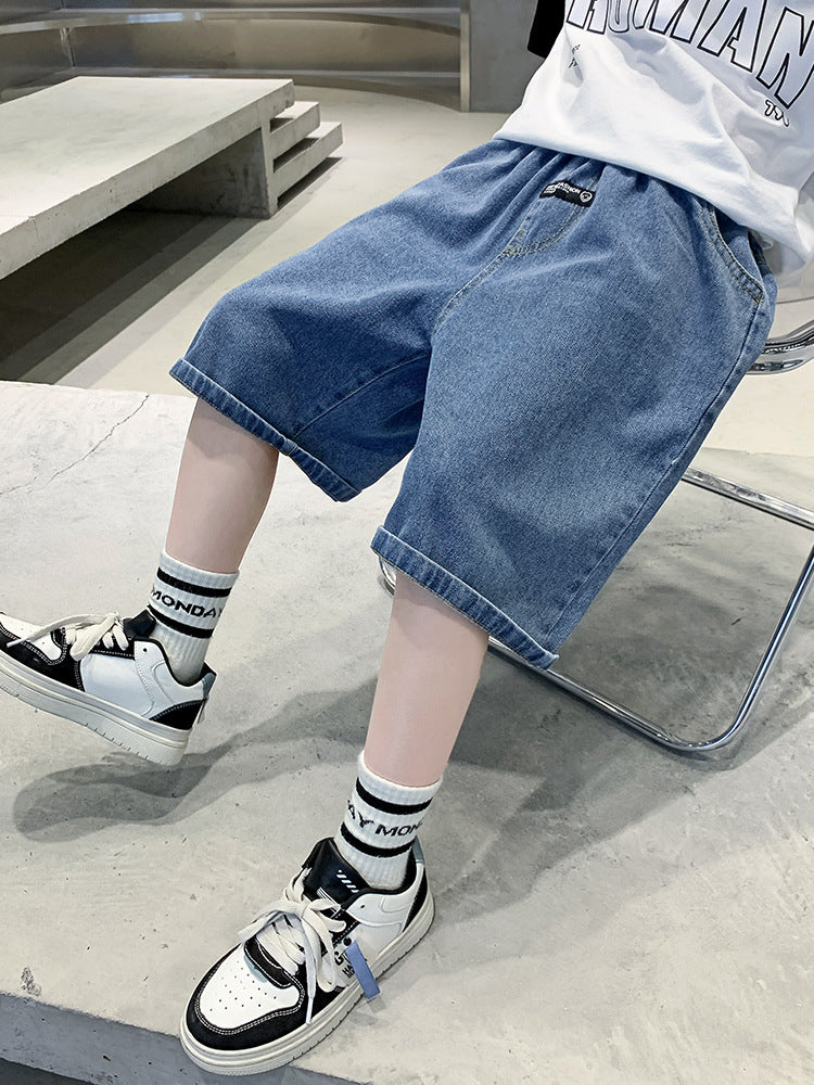 Boys’ Denim Shorts Lightweight Casual Summer Knee Length Pants