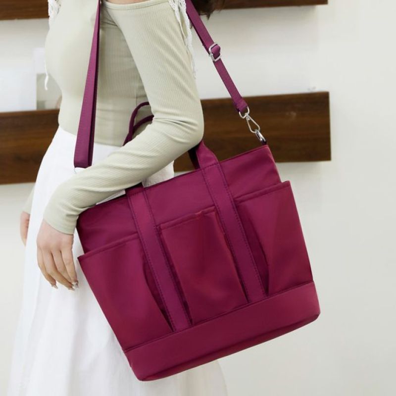 Multi-Pocket Lightweight Canvas Commuter Crossbody Tote Bag