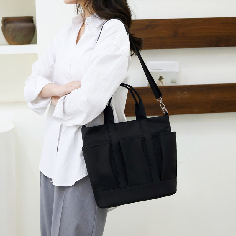 Multi-Pocket Lightweight Canvas Commuter Crossbody Tote Bag
