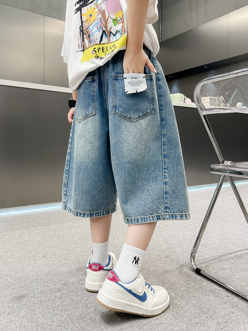Boys’ Denim Shorts Korean Style Lightweight Summer Casual Pants