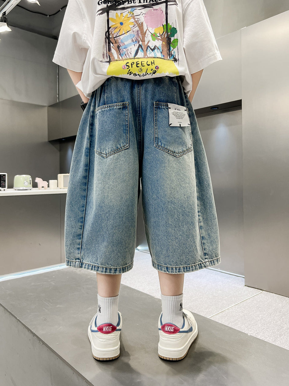 Boys’ Denim Shorts Korean Style Lightweight Summer Casual Pants
