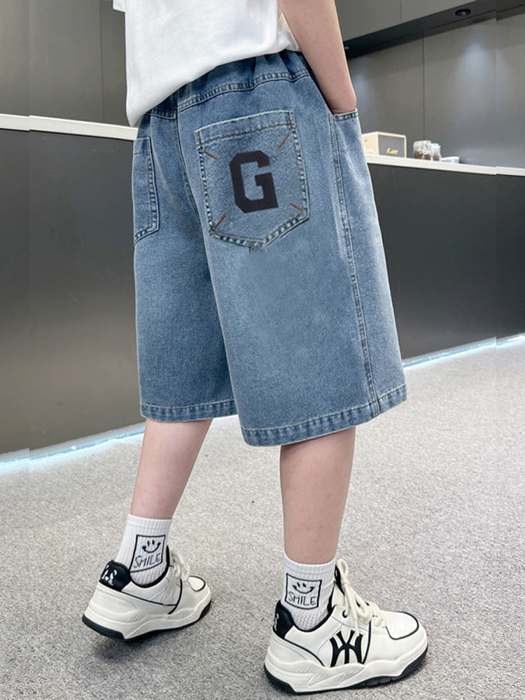 Boys’ Denim Shorts Lightweight Knee-Length Casual Summer Pants