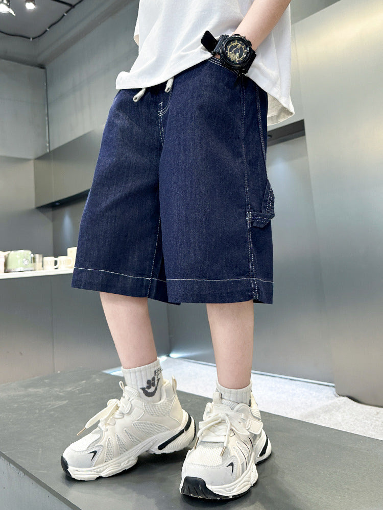 Boys’ Denim Capris Shorts Lightweight Casual Summer Pants