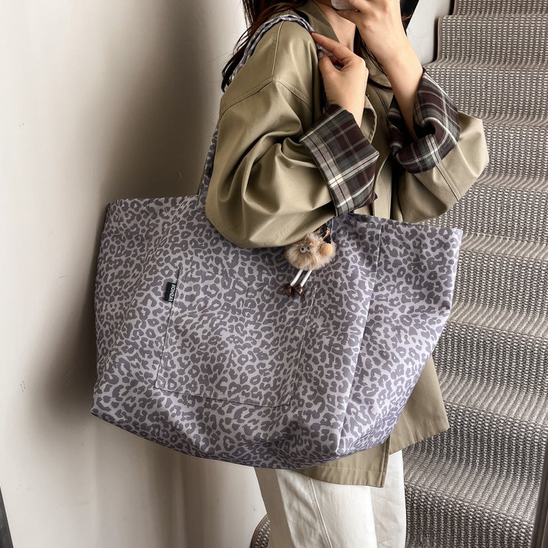 Casual Leopard Print Large Capacity Underarm Shoulder Tote