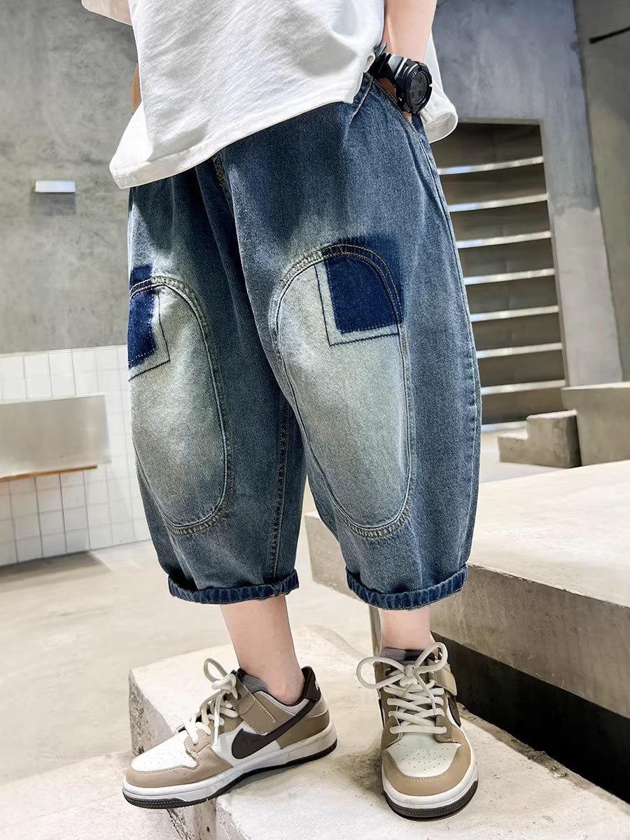 Boys’ Denim Capri Shorts Korean Style Casual Summer Pants