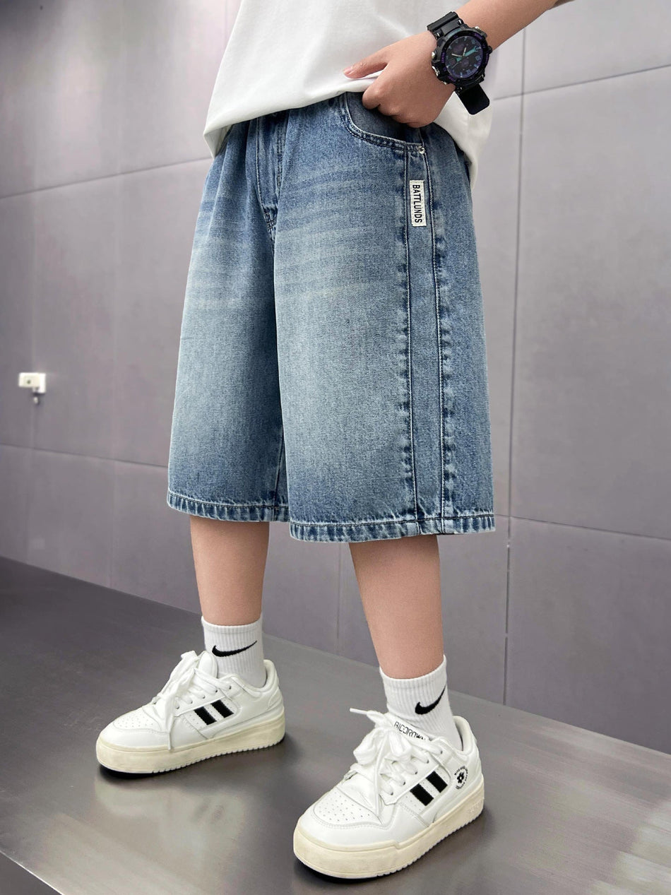 Boys’ Denim Five-Point Shorts Lightweight Summer Casual Pants