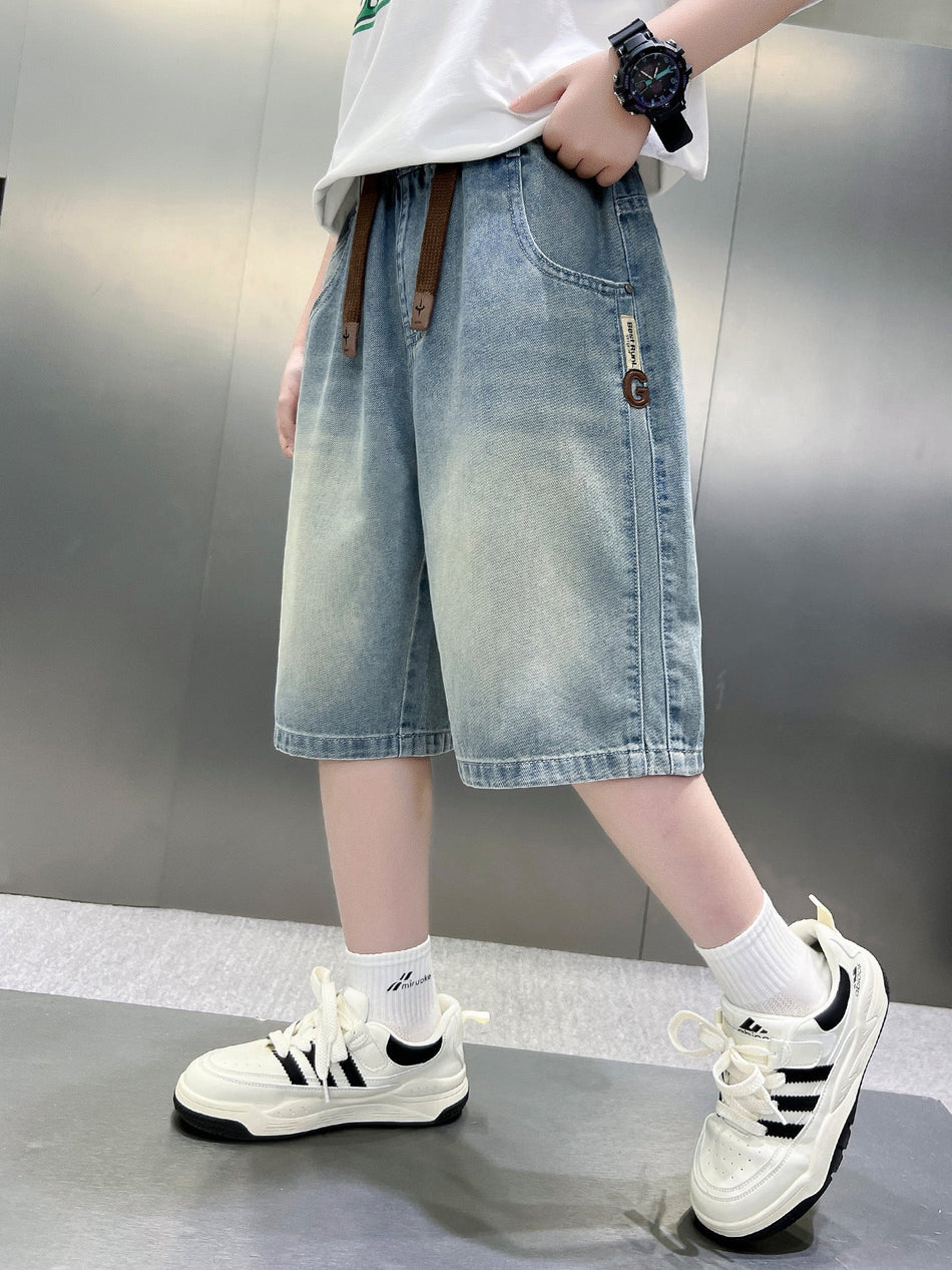 Boys’ Denim Five-Point Shorts Lightweight Casual Summer Wear