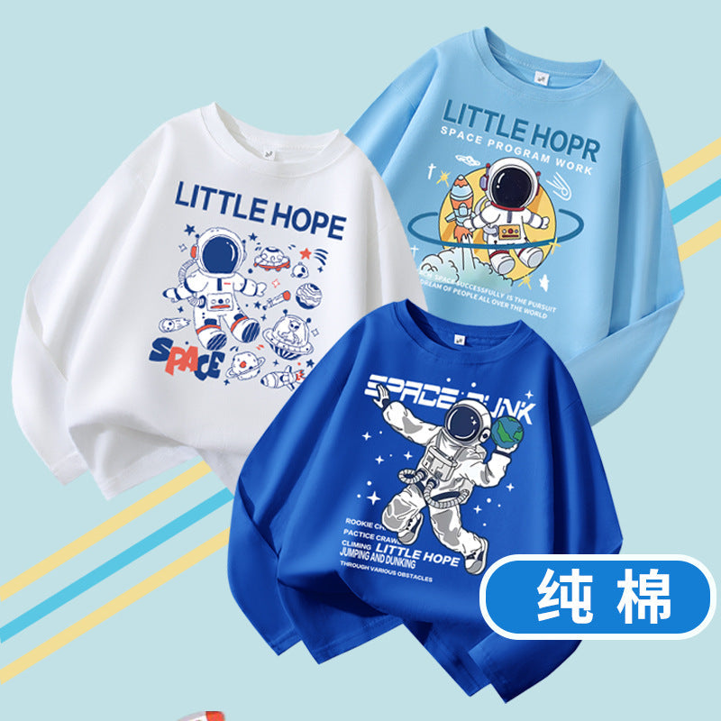 Boys’ Cotton Astronaut Long Sleeve T-Shirt Spring Autumn Top