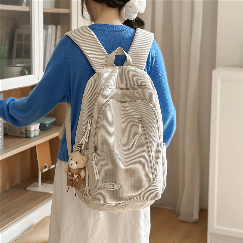Casual Retro Corduroy Large Capacity Autumn Winter School