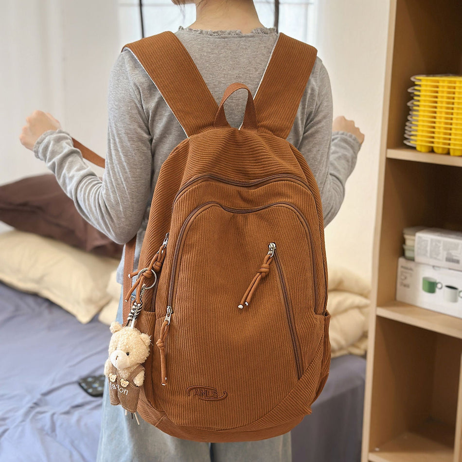 Casual Retro Corduroy Large Capacity Autumn Winter School