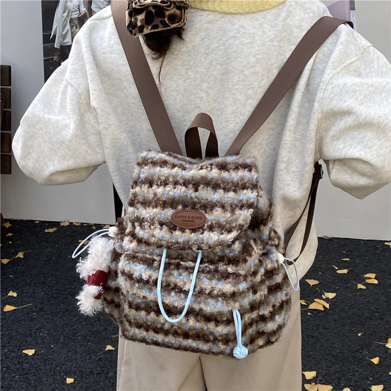 Retro Casual Furry Large Capacity Winter School and Travel