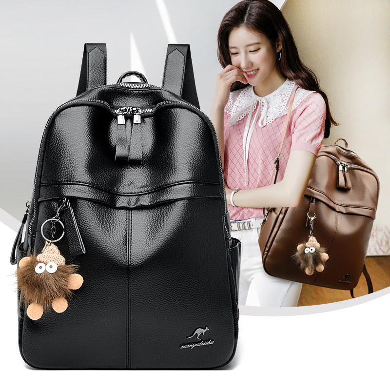 Women's Soft Leather PU Backpack Large Capacity Korean Style