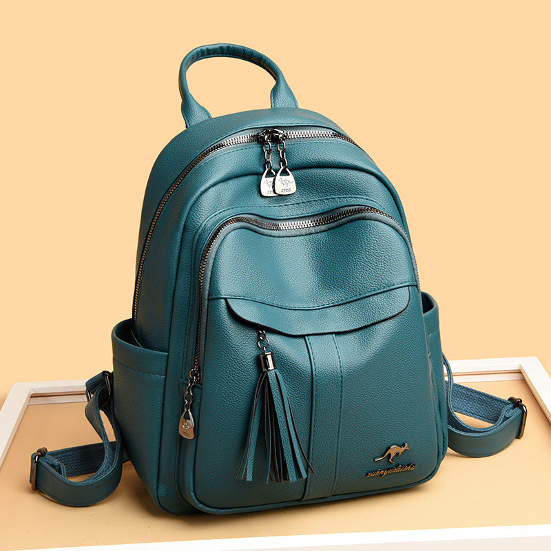 Women's Soft Leather Korean Style Large Capacity Backpack