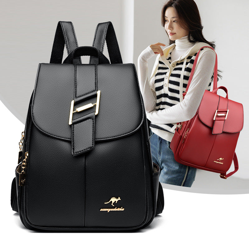 Women's PU Leather Korean Style Large Capacity Travel Backpack