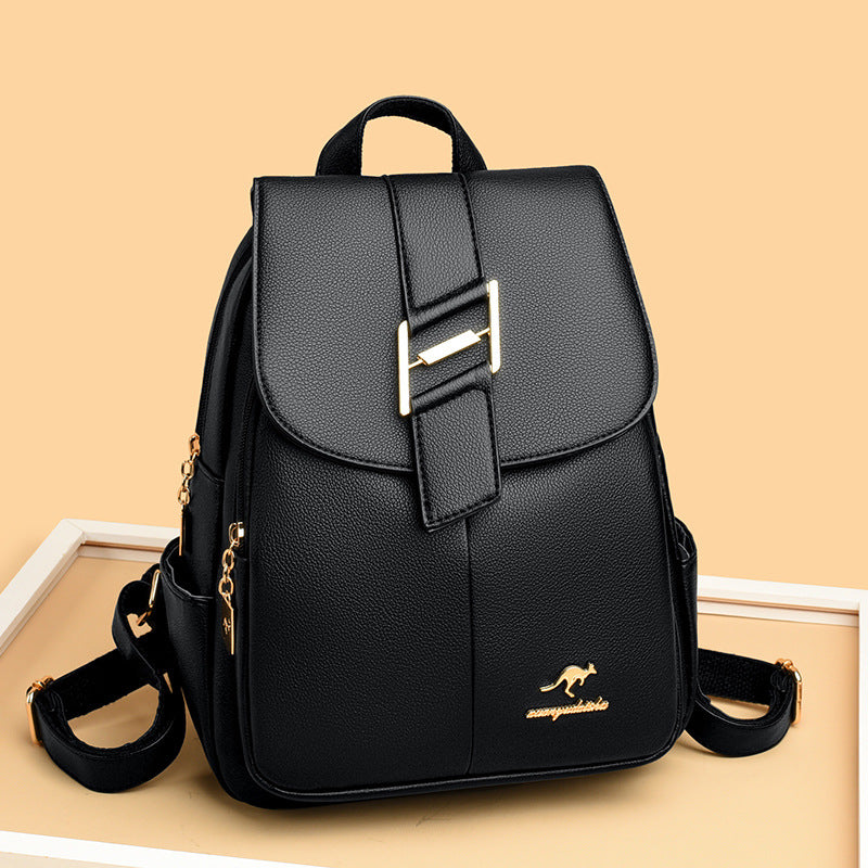Women's PU Leather Korean Style Large Capacity Travel Backpack