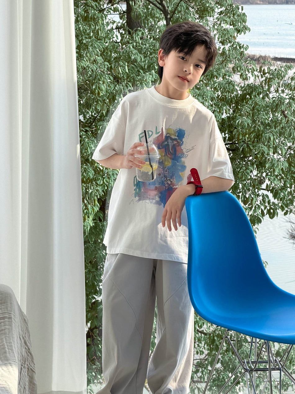 Boys Panda Cartoon Print T-Shirt Kids Casual Cotton Tee Summer