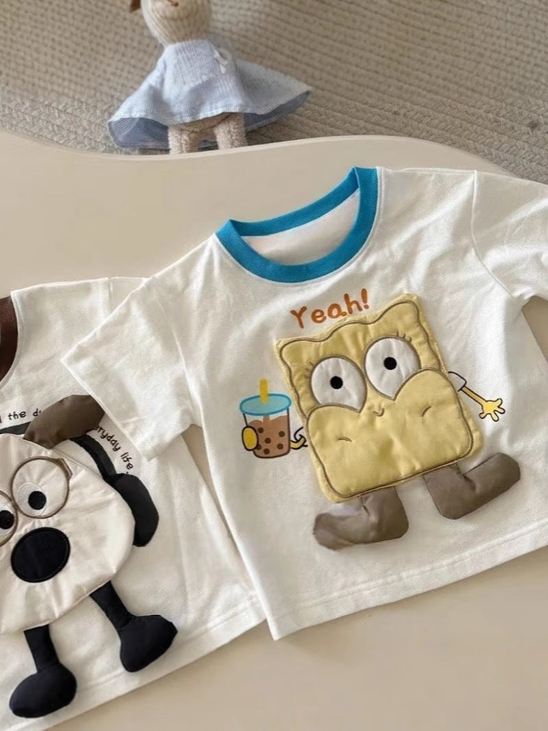 Pure Cotton Cartoon Short Sleeve T-Shirt for Toddlers