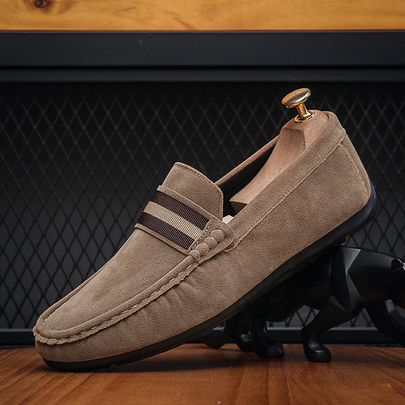 Khaki Mens Slip On Round Toe Loafers Waterproof Breathable Casual Shoes