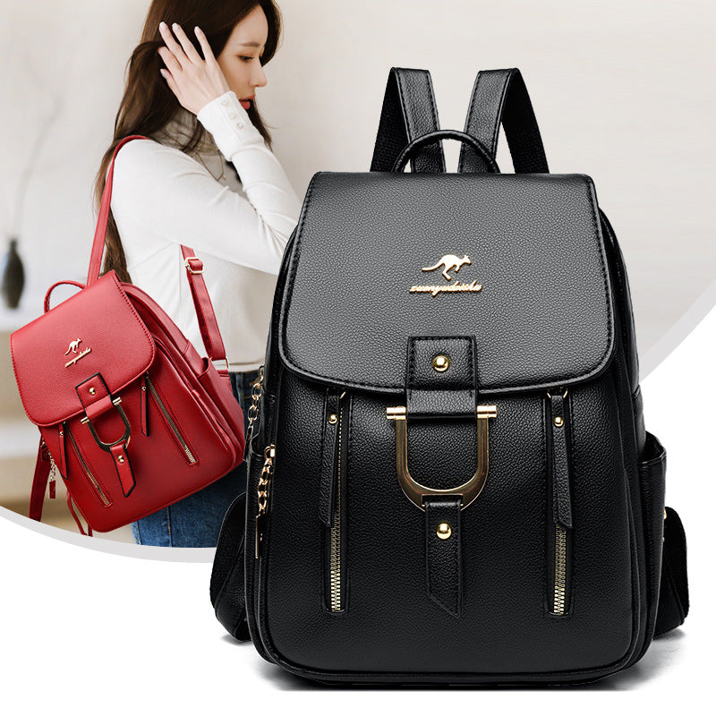 Women's PU Leather Korean Style Large Capacity Casual Backpack