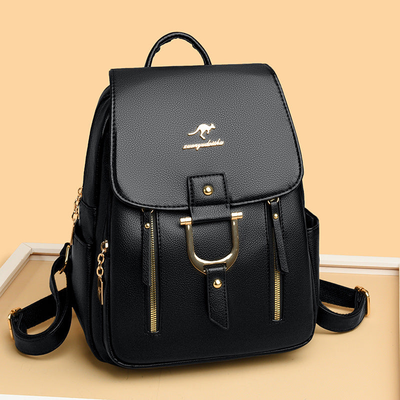 Women's PU Leather Korean Style Large Capacity Casual Backpack