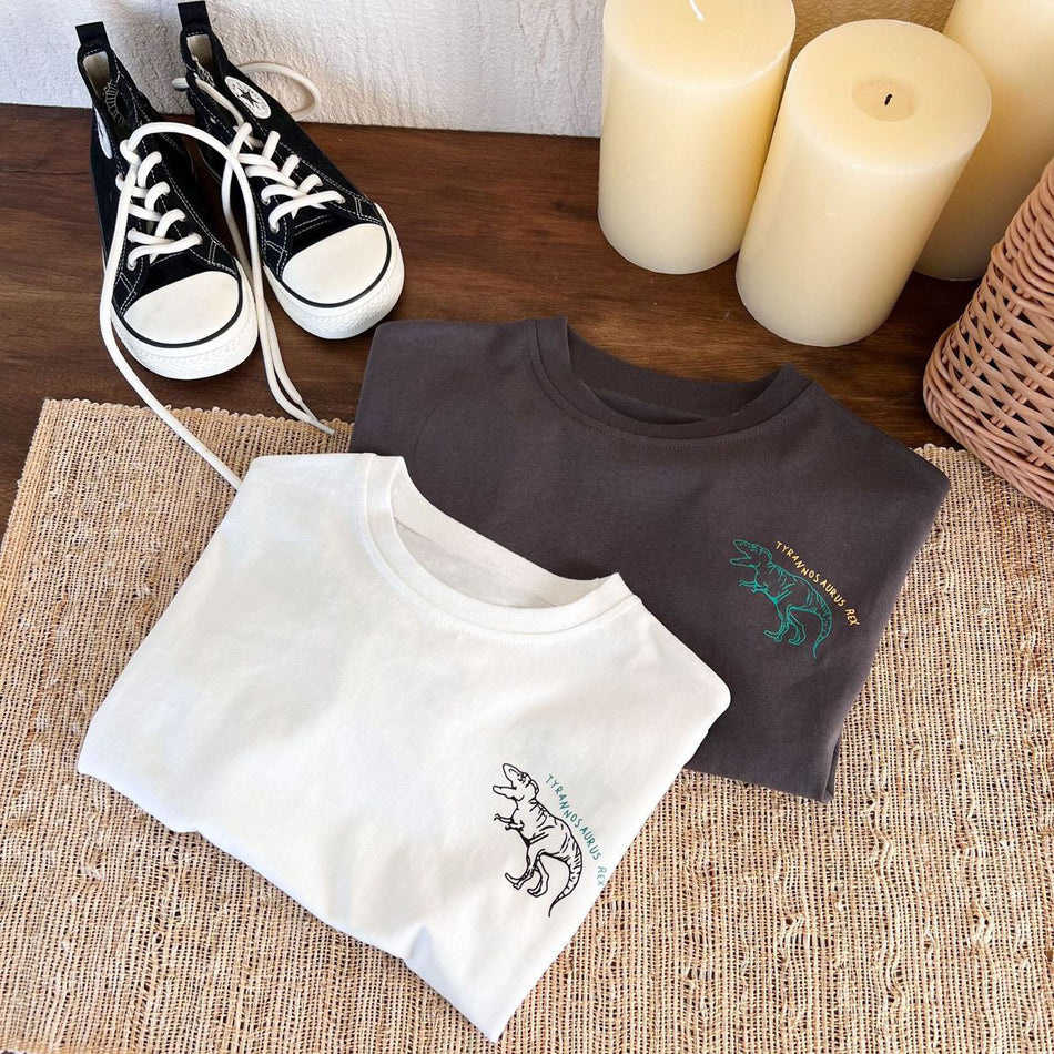 Pure Cotton Dinosaur Print Short Sleeve Kids T-Shirt Casual Top
