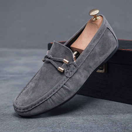 Gray Mens Soft Sole Slip On Loafers Breathable Casual Driving Shoes